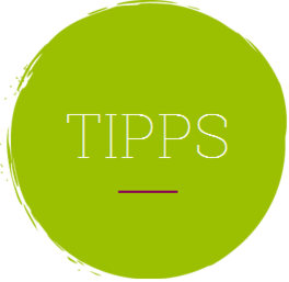 grüner Kreis mit Schriftzug "Tipps"